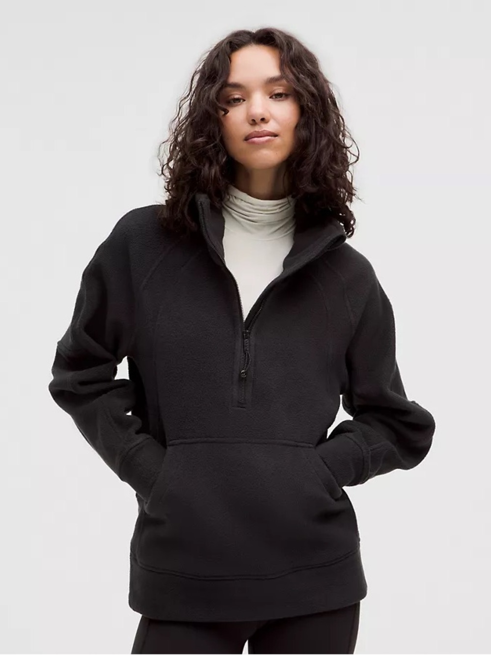 Lululemon Scuba Tumbled Fleece Funnel-Neck Half Zip - Black, Size M/L